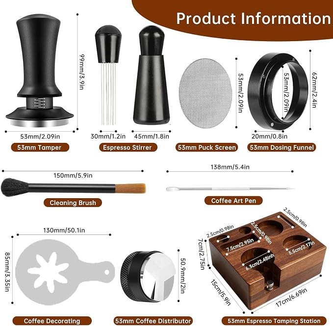9 Pcs Espresso Accessories Kit, 54mm Espresso Tamper Tools, - Image 2