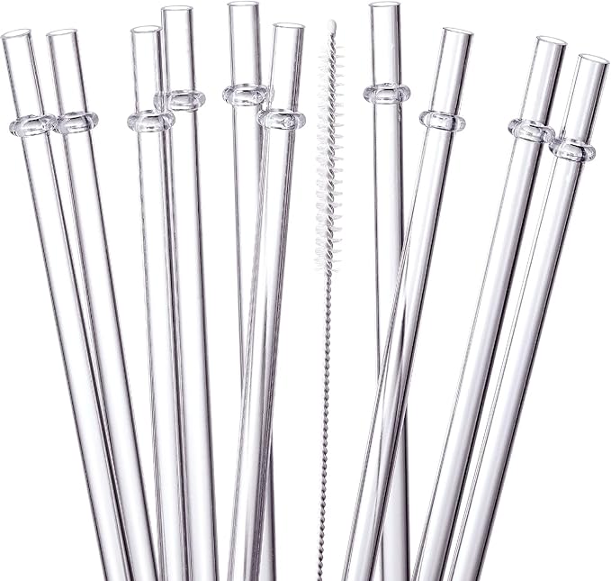 24 Pack, HIGHLY Transparent Reusable Plastic Straws with 4 Cleaning Brushes, 10.5 in Long Drinking Straws, Clear Replacement Straw for 16 24 30 32 OZ Tumblers, Cups, Jars, YETI, Starbucks - BPA FREE