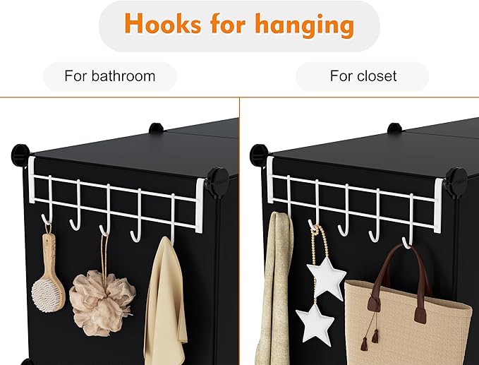 HOMIDEC Closet Organizers and Storage, 12 Cube Storage Organizer, Portable Closet Organization Clothes Shelves for Kids, Closet, Bedroom, Bathroom, Office, Black
