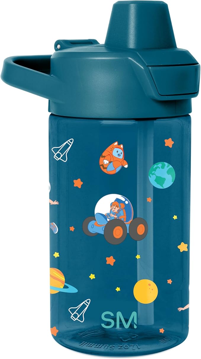 Simple Modern Blippi Kids Tritan Plastic Summit Water Bottle | 12 oz BPA-Free Cup with Covered Leak Proof Straw Lid for Boys, Girls, Toddlers | Space