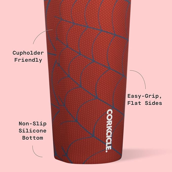 Corkcicle Disney Tumbler - Triple-Insulated Stainless Steel - Keeps Drinks Cold 9 Hours - Spill-Proof Lid - Reusable - Summer Drinkware Gift - Keeps Drinks Ice Cold - 24 oz - Spider-Man