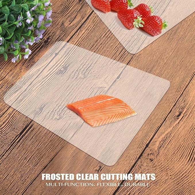 Flexible Plastic Cutting Board Mats set, Clear Kitchen Cutting Board Set of 2 Clear Mats
