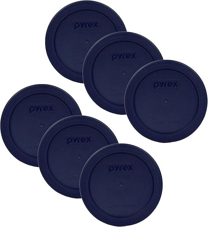 Pyrex Blue 2 Cup Round Storage Cover #7200-PC for Glass Bowls 6-Pack