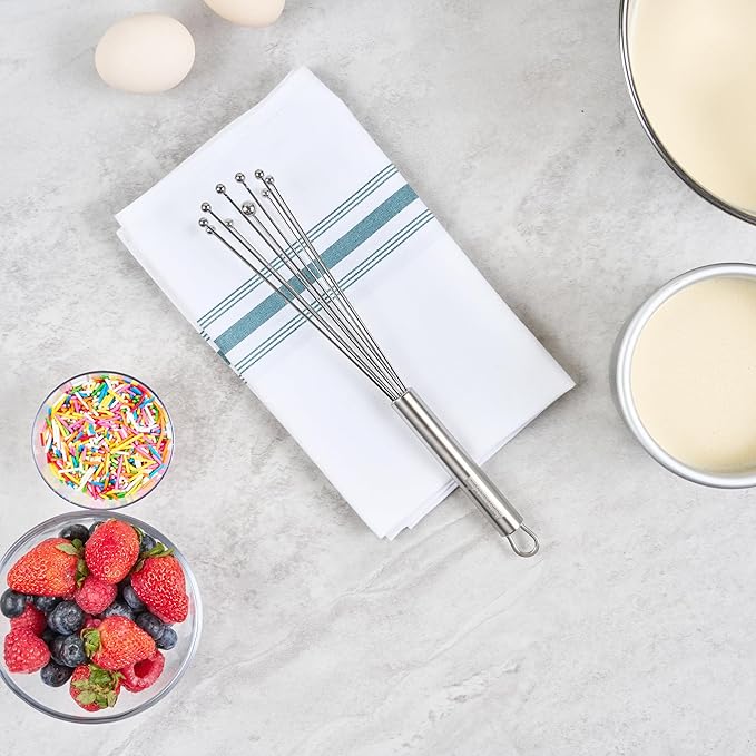 Restaurantware-German Standard 10.6 Inch Ball Whisks, 24 Dishwashable Kitchen Whisks - Ergonomic Handle, Durable, Stainless Steel Manual Egg Beater, Suitable For Whisking, Stirring, Mixing, Beating