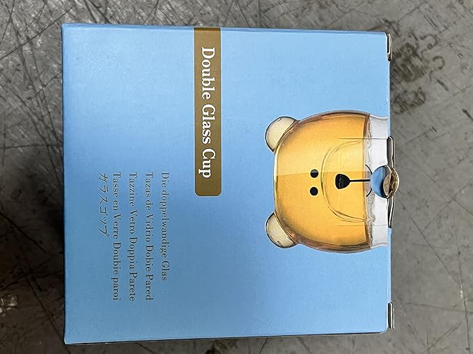 Cute Mugs Double Wall Glass Coffee Glass Cup Kawaii Bear Tea Milk Cup Funny Mug Animal Mug Aesthetic Cup for Office and Personal Birthday Gift (Iridescent Bear)
