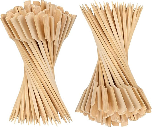 Bamboo Skewers 8 Inch, 200 PCS Cocktail Skewers, Wooden Skewers for Appetizers，BBQ，Fruit Kabobs，Sandwich，Drink.