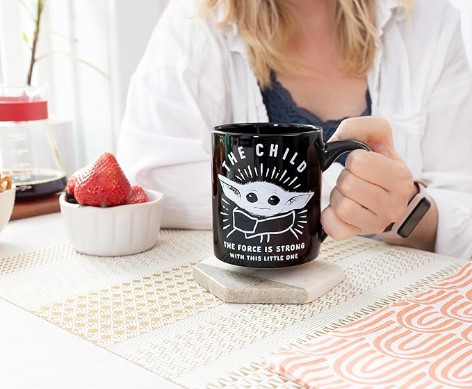 Silver Buffalo Star Wars The Mandalorian Force is Strong with this Little One Ceramic Coffee Mug, 14 Ounces