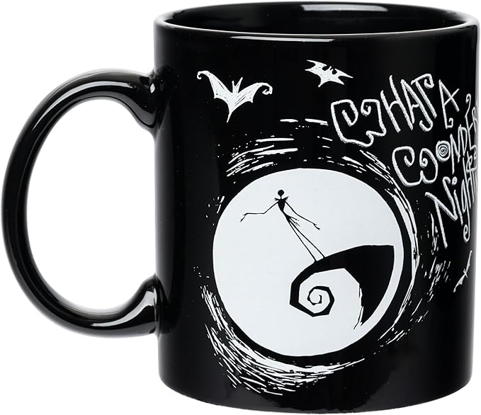Silver Buffalo Disney Tim Burton's The Nightmare Before Christmas Jack Skellington Face What a Wonderful Nightmare Glow in the Dark Ceramic Mug, 20 Ounces