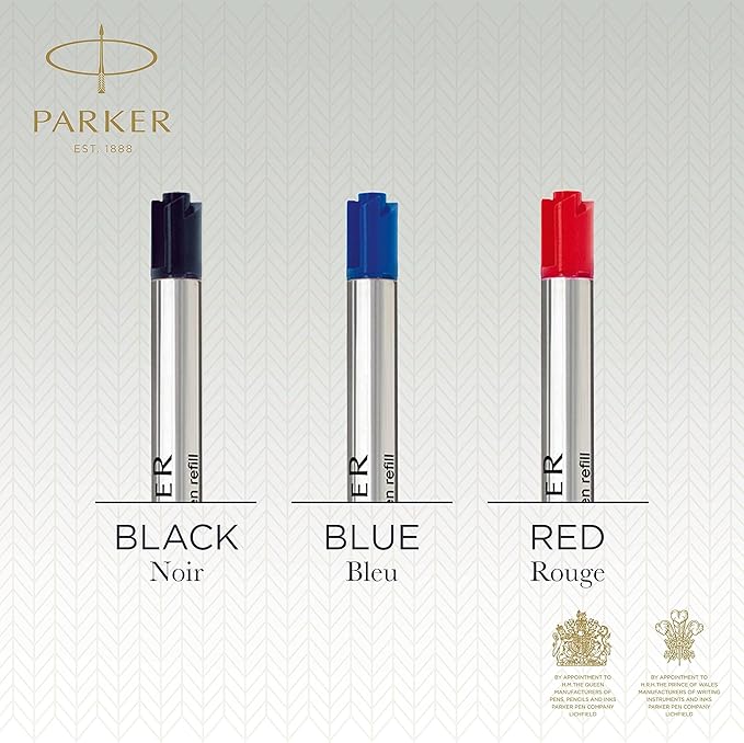 Parker QUINKflow Ballpoint Pen Ink Refill, Medium Tip, Black, 2 Pack