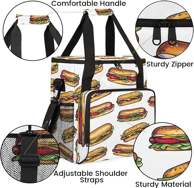 Hot Dog Coffee Maker Travel Bag, Food Insulated Grocery Bag Travel Picnic - Image 6