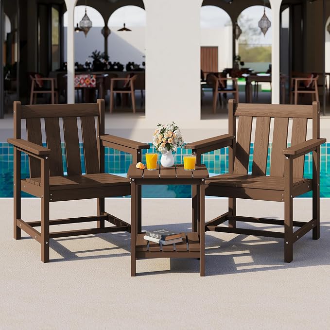SEWRWALL Patio Furniture Set, HDPE Material All Weather Use Adirondack Chair Set - Image 9