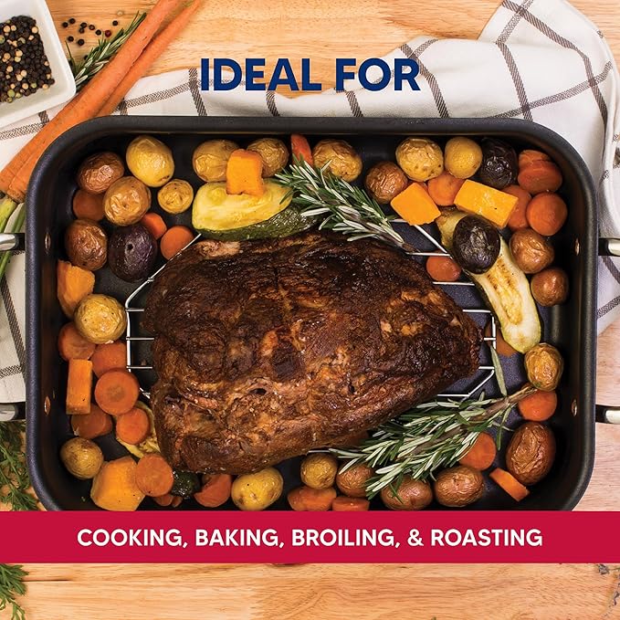 HIC Kitchen Roasting Octagonal Baking Rack, Chrome-Plated Steel Wire, Fits Oval And Smaller Roasting Pans, 10 x 6 x 0.5-Inches