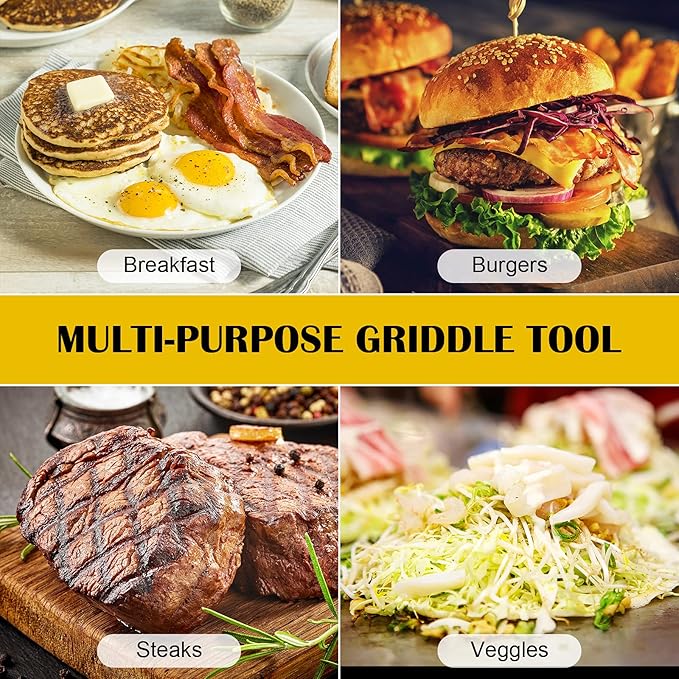 Griddle Accessories Kit, 19 Pcs Flat Top Grill Accessories Set for Blackstone and Camp Chef, Griddle Tools Set with Basting Cover, Spatula, Scraper, Bottle, Tongs, Egg Ring for Outdoor BBQ and Camping