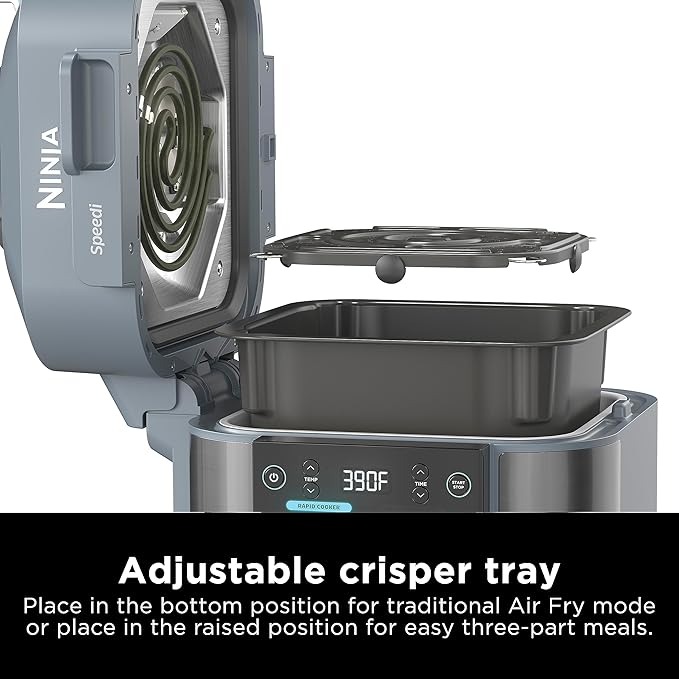 Ninja SF301 Speedi Rapid Cooker & Air Fryer, 6-Quart Capacity, 12-in-1 Functions to Steam, Bake, Roast, Sear, Sauté, Slow Cook, Sous Vide & More, 15-Minute Speedi Meals All In One Pot, Sea Salt Gray