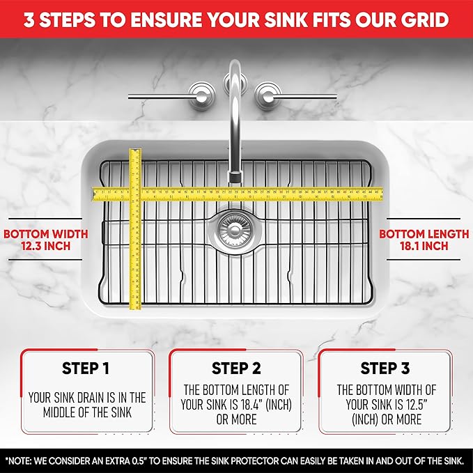 Better Houseware Sink Protectors for Kitchen Sink, Protective Metal Grid, 18.1x12.3x1 inches, White Kitchen Sink Mat to Shield Sink Base from Scratches, Rust-Resistant Coating, L