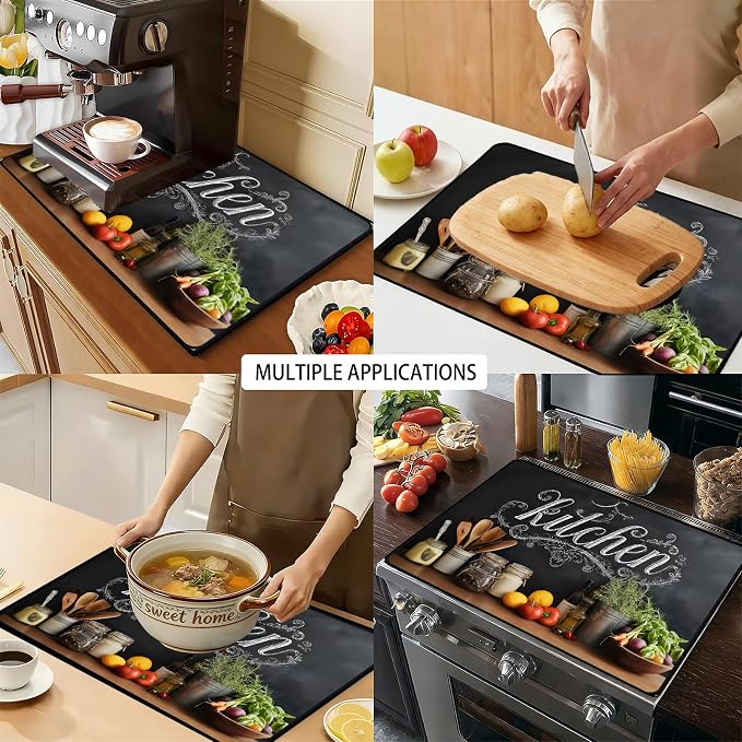 Farmhouse Kitchen Stove Top Cover 28.3 x 20.5 Inches, Heat Resistant Glass - Image 9