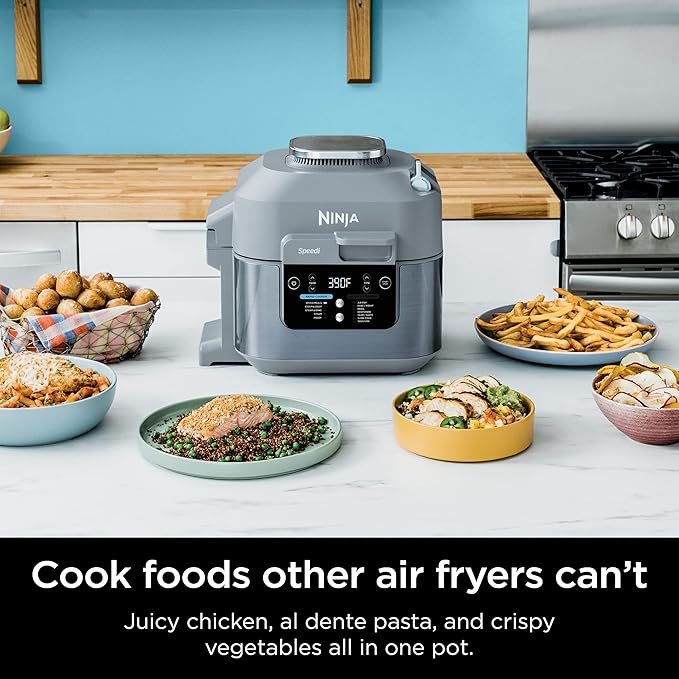 Ninja SF301 Speedi Rapid Cooker & Air Fryer, 6-Quart Capacity, 12-in-1 Functions to Steam, Bake, Roast, Sear, Sauté, Slow Cook, Sous Vide & More, 15-Minute Speedi Meals All In One Pot, Sea Salt Gray