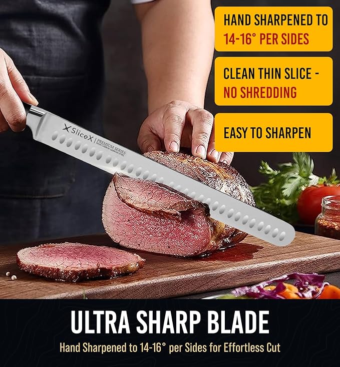 Brisket Knife - 12" Premium BBQ Carving Knife Full Tang Razor Sharp - Gift for Dad From Wife, Son, Daughter