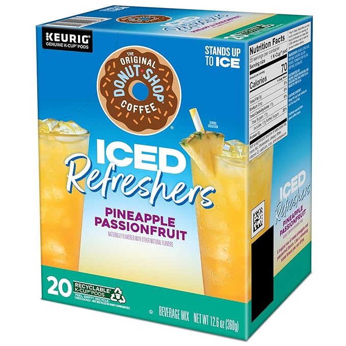 The Original Donut Shop Iced Refreshers, Pineapple Passionfruit Flavor, Keurig Single Serve K-Cup Pods, 20 Count