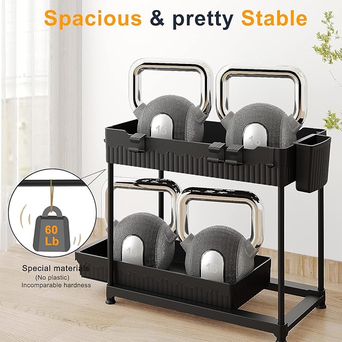 3 Pack Multi-Purpose Under Sink Organizers and Storage (Black-2 Pack, 15.6 inches)