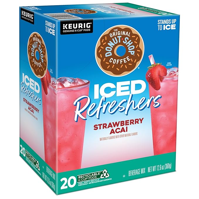 The Original Donut Shop Iced Refreshers, Strawberry Açaí Flavor, Keurig Single Serve K-Cup Pods, 20 Count
