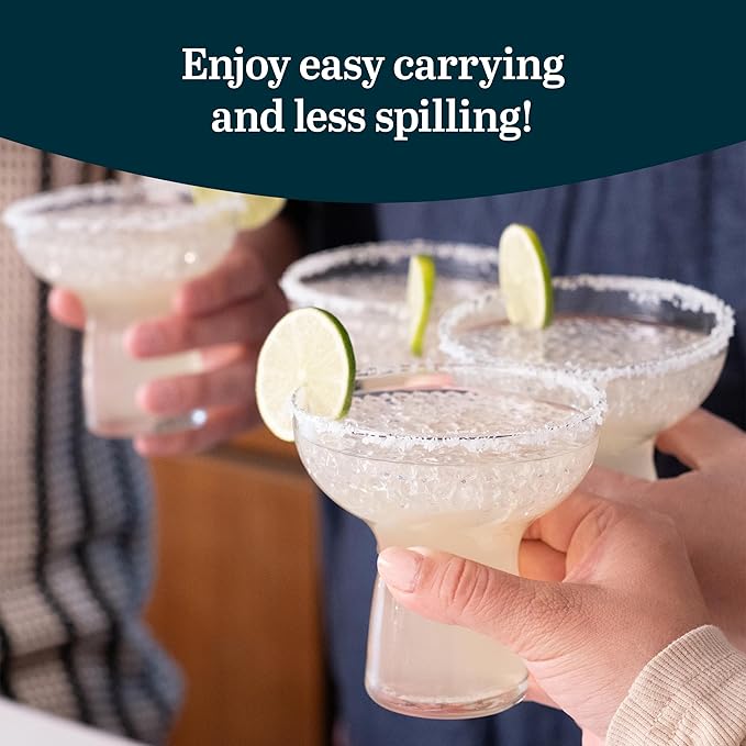 Libbey Stemless Margarita Glasses Set of 6, 10.25 ounces Classic Margarita Glasses Lightweight, Fancy Glassware Set for Celebrations