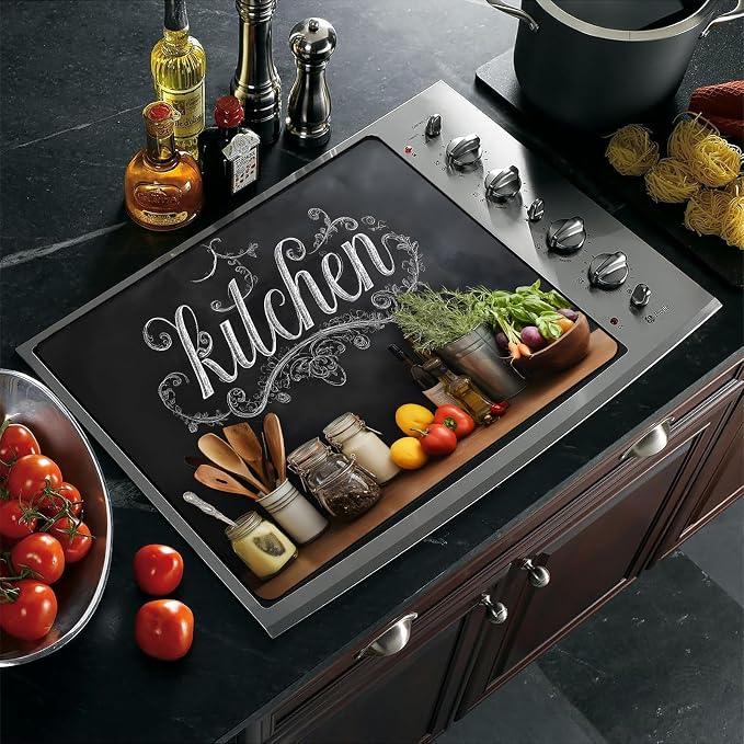 Farmhouse Kitchen Stove Top Cover 28.3 x 20.5 Inches, Heat Resistant Glass - Image 4