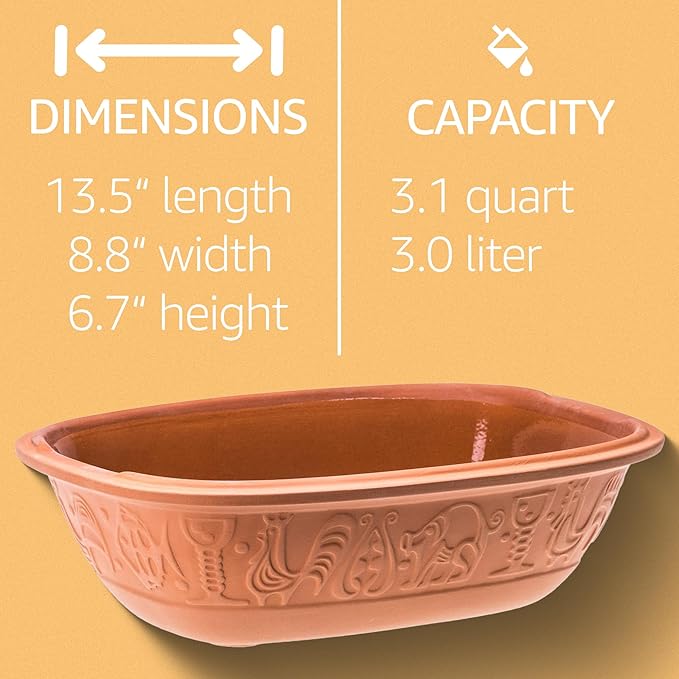 Romertopf Clay Roaster | Non-Stick Dutch Oven | Healthy Pot Cooking | Clay Baker | Versatile Cooking Vessel - 3.2 Quarts (3 Liters) for up to 4 people
