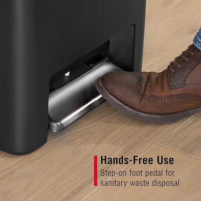 Rubbermaid Step-On Kitchen Trash Can with Lid, 12.4 Gallon, Black, Garbage Container for Home/Kitchen/Apartment/Garage