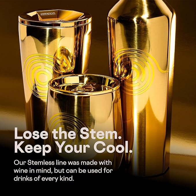 Corkcicle Stemless Insulated Wine Glass Tumbler - Keeps Beverages Cold 6 Hours & Hot 3 Hours - Stainless Steel - Easy-Grip - Summer Drinkware Gift - Keeps Drinks Ice Cold - 12 oz - C-3PO