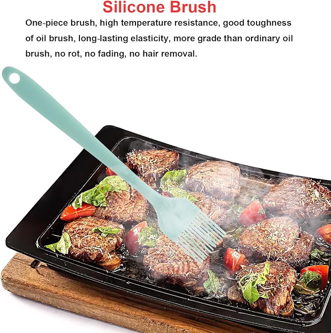 Silicone Spatulas Set, Rubber Spoon Spatula Heat Resistant Spoonula One Piece Design Seamless Spatula Non-Stick Scrapers Baking Mixing Tool (Light Green)