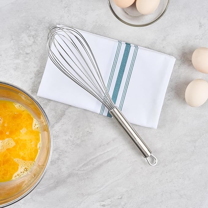 Restaurantware-German Standard 12.5 Inch French Whisk, 1 Dishwashable Kitchen Wire Whisk - Ergonomic Handle, Durable, Stainless Steel French Whip, For Blending, Stirring, Mixing Of Ingredients