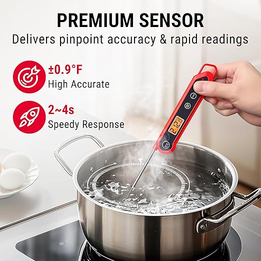ThermoPro TempPro 3-Sec Instant Read Digital Meat Thermometer, ±0.9°F Accuracy, Waterproof & Backlight Food Thermometer for Cooking, Oil Fry Candy Meat Probe for Kitchen, BBQ, Oven, Grill, Smoker
