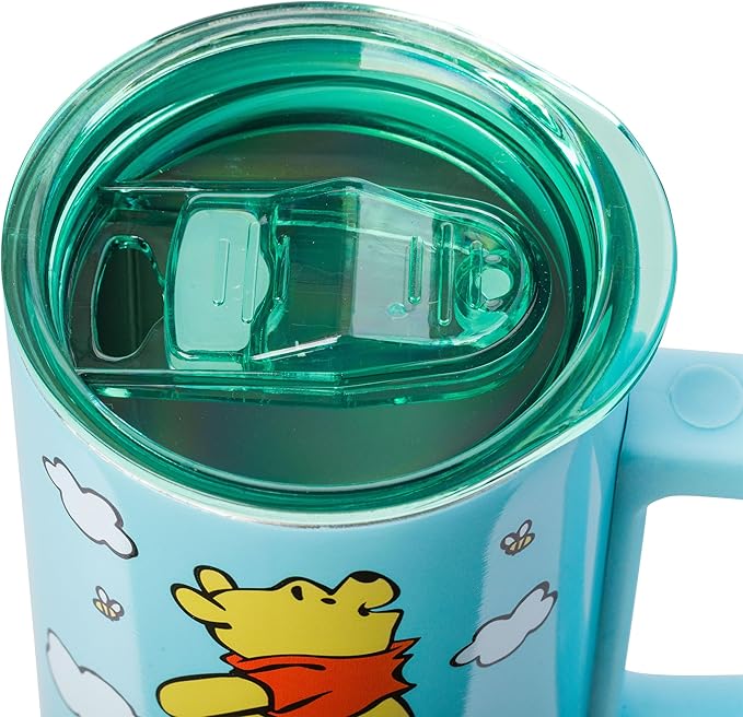 Silver Buffalo Disney Winnie the Pooh Hunny Double Wall Stainless Steel Travel Mug With Handle, 15 Ounces