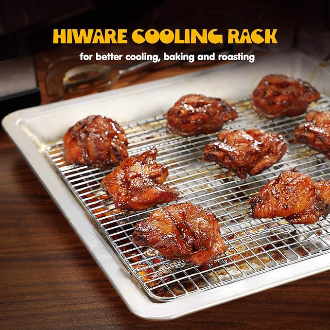 Hiware 2-Pack Cooling Racks for Baking - 8.5" x 12" - Quarter Size - Stainless Steel Wire Cookie Rack Fits Quarter Sheet Pan, Oven Safe for Cooking, Roasting, Grilling