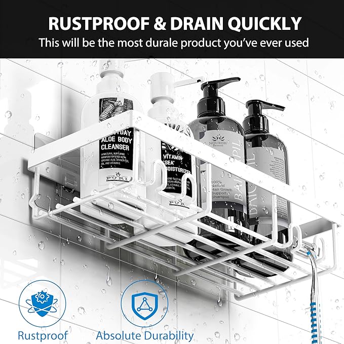 Moforoco Adhesive Shower Caddy Organizer Shelves Rack - 5 Pack Corner Bathroom Storage Organization, Home & Kitchen Decor Inside RV Accessories, Hanging First Apartment Household Camper Essentials