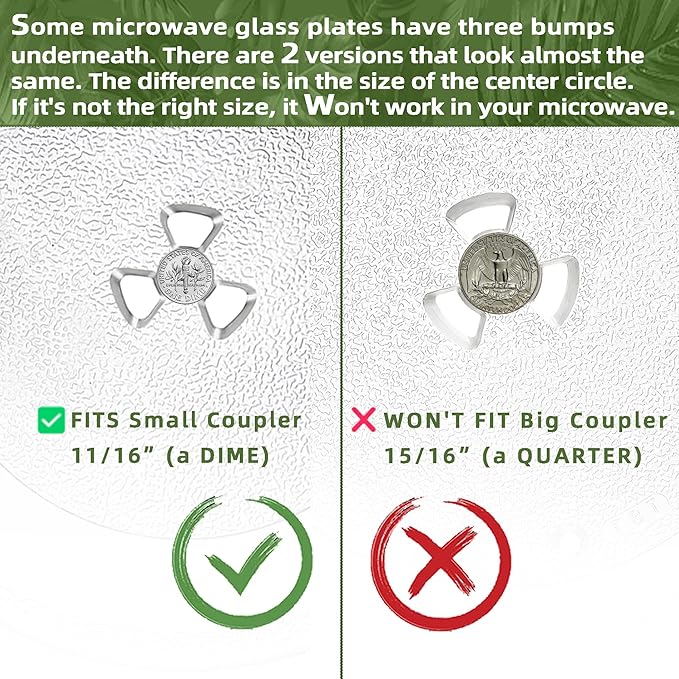 Smallest 9.6 Inch Microwave Plate Replacement Compatible With Panasonic Microwave Glass Plate F06016D00XN, 9.6" Microwave Plate Replacement for Nostalgia 0.7 cu.ft. 700W small retro microwaves