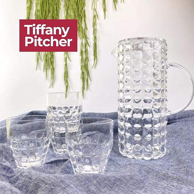 GUZZINI Tiffany Bulb Pitcher with Spout - Clear, Chip Resistant, Unbreakable & BPA-Free, Water Jug, Iced Tea Pitcher for Restaurant & Home, Made in Italy