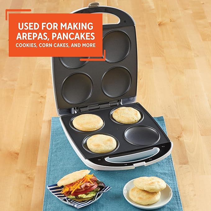 IMUSA USA 4 Slot Electric Arepa Maker with Nonstick Surface (1,200-Watts)