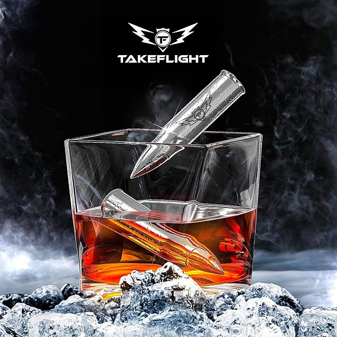Metal Whiskey Stones - Valentines Day Gift for Him | 6 Steel Whiskey Rocks | Metal Ice Cubes to Chill Bourbon, Scotch in Your Whisky Glass - Cool Whiskey Gifts for Men, Boyfriend Valentines Day Gift