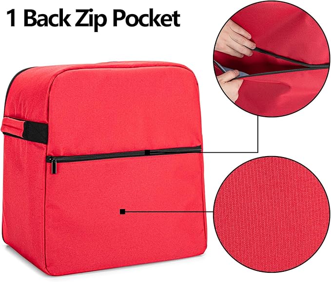 Luxja Dust Cover Compatible with 6-8 Quart KitchenAid Mixers (with a Bottom Padding Pad), Dust Cover (Clear Front Panel) for Stand Mixers and Extra Accessories, Red (Patented Design)