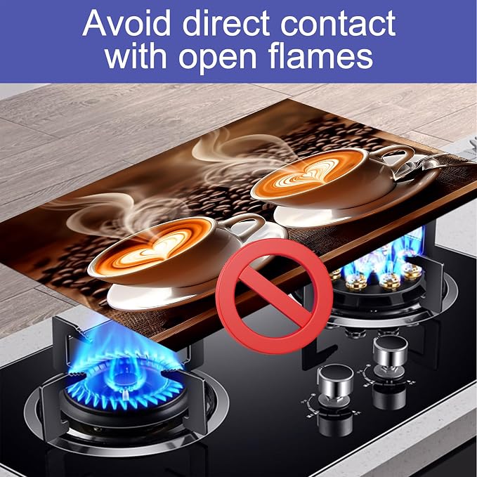 Coffee Cup Stove Top Cover 28.3 x 20.5 Inches, Heat Resistant Glass Stove - Image 6