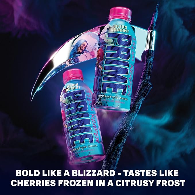 PRIME Hydration KEVIN DURANT Sports Drinks, Electrolyte Enhanced for Replenishing Fluids 250mg BCAAs, B Vitamins, Antioxidants, Low Sugar, 16.9 Fl Oz, 12 Pack