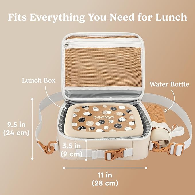 Bentgo Kids Lunch Bag (Whimsy & Wonder Collection) - Durable, Double-Insulated Lunch Bag for Kids 3+; Holds Lunch Box/Water Bottle/Snacks; Water-Resistant Fabric & Zip Pockets (Spots & Dots)