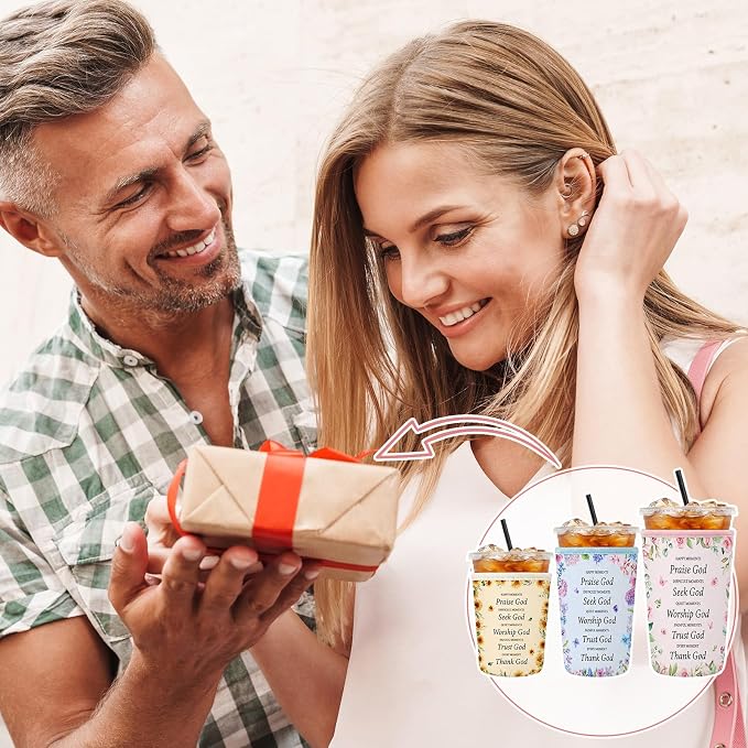 Chengu Floral Christian Gifts for Women Religious Reusable Iced Coffee Cup - Image 5