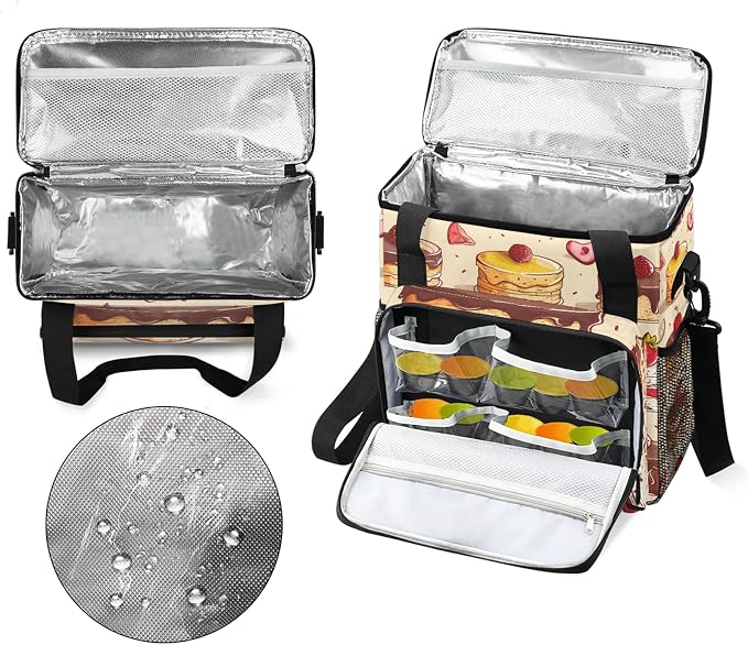 Sweet Cupcake Coffee Maker Travel Bag, Food Insulated Grocery Bag Travel Picnic - Image 3