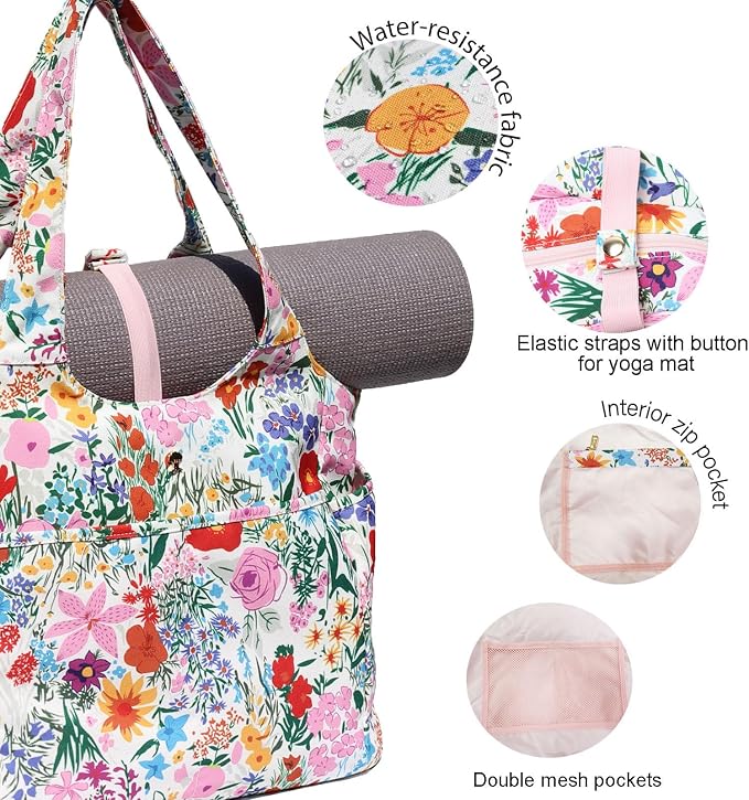 ESVAN Yoga Tote Bag Mat bag Women Shoulder Bags Carryall Tote - Image 3