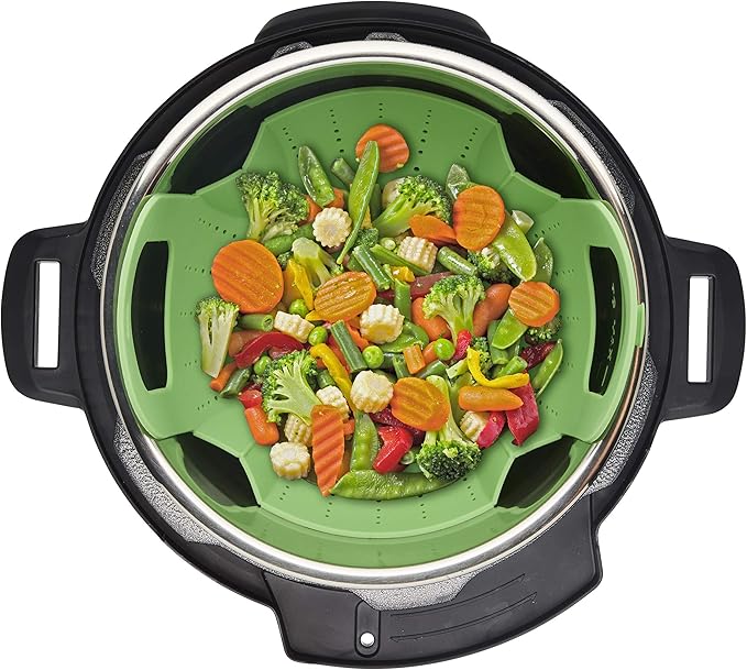 Instant Pot Official Silicone Steamer Basket, Versatile and BPA-Free, Compatible with 6 Qt. and 8 Qt. Cookers, Ideal for Steaming Vegetables, Fish, and More, Dishwasher Safe, Heat Resistant up (Green)
