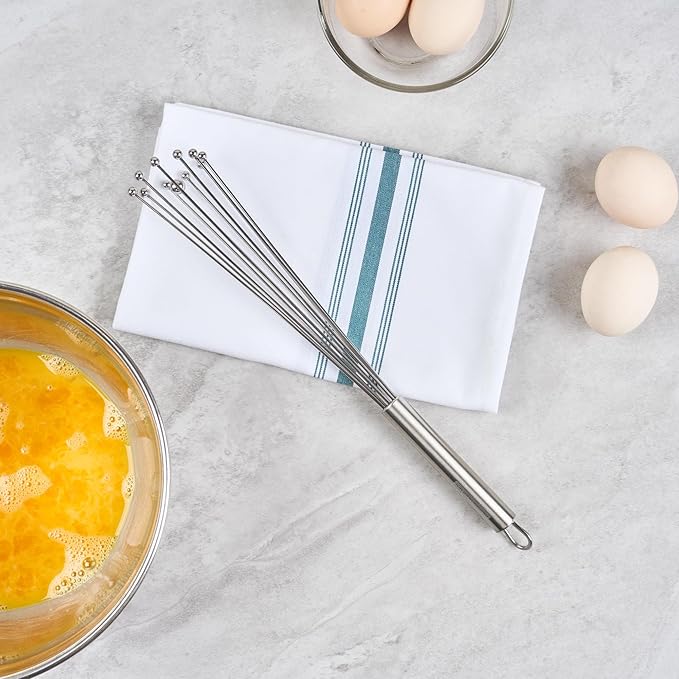 Restaurantware-German Standard 12.6 Inch Ball Whisk, 1 Dishwashable Kitchen Whisk - Ergonomic Handle, Durable, Stainless Steel Manual Egg Beater, Suitable For Whisking, Stirring, Mixing, Beating
