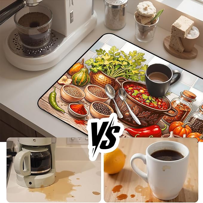 Farmhouse Spice Stove Top Cover 28.3 x 20.5 Inches, Vegetable Herb Glass Stove - Image 6
